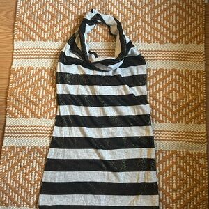 Black White & Gold-Speckle halter top